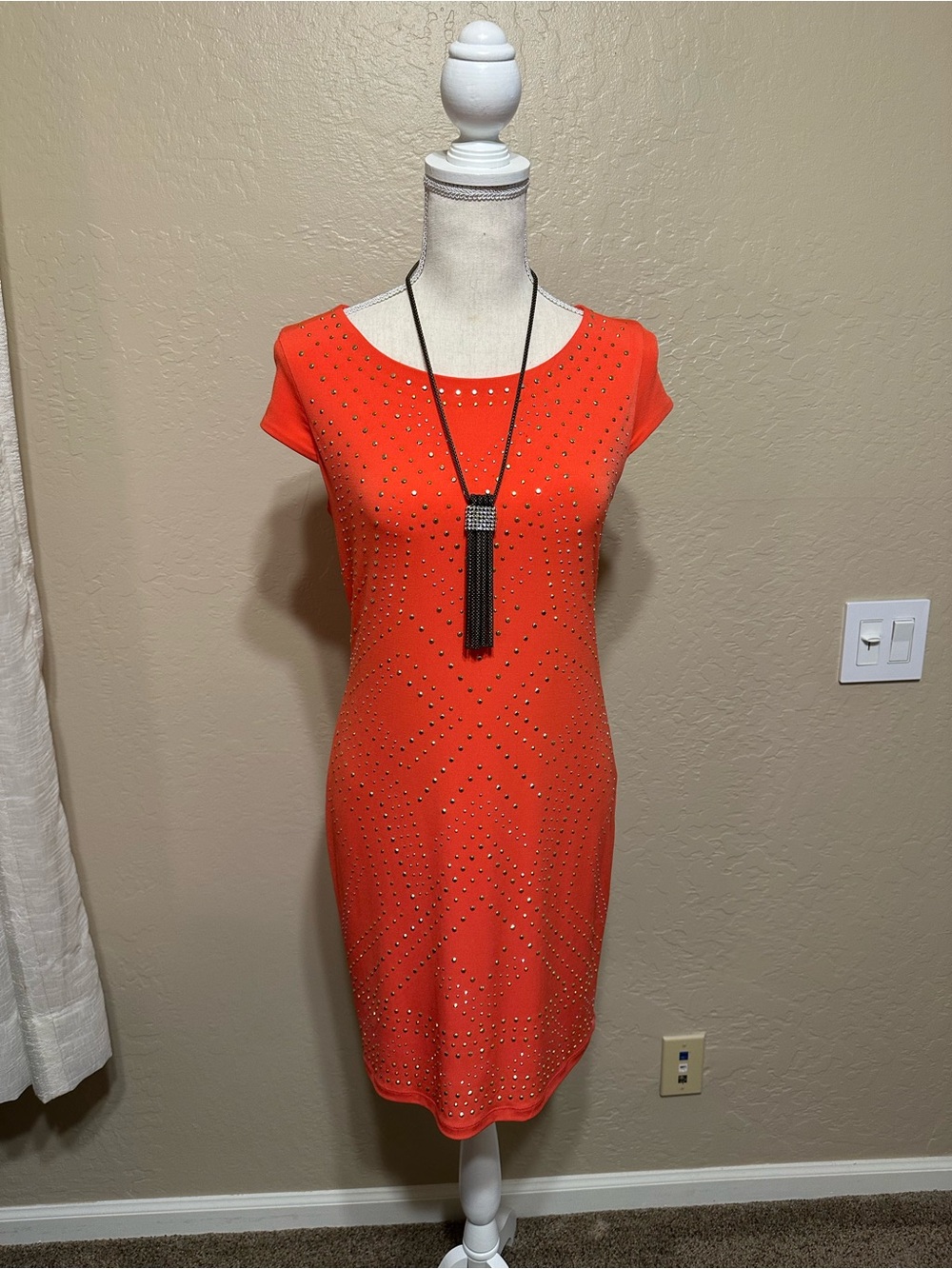 Thalia Sodi Bright Orange Studded Dress